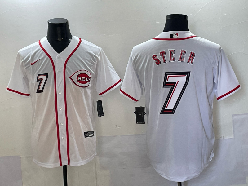 Men Cincinnati Reds #7 Steer white 2025 Nike MLB Jersey 008->cincinnati reds->MLB Jersey